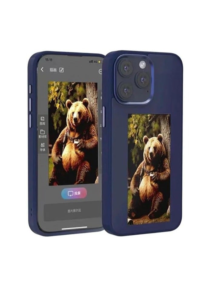 NFC INK Smart Screen Phone Case for iphone 15 pro max - Blue - Image 1