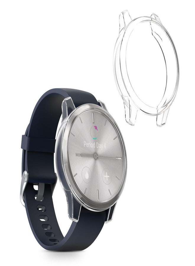 كي دابليو موبايل غطاء إطار kwmobile متوافق مع Garmin vivomove 3S (عبوة من قطعتين) - غطاء سيليكون شفاف - شفاف - Image 5