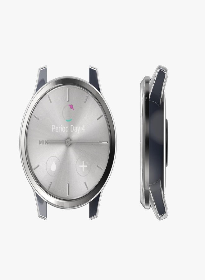 كي دابليو موبايل غطاء إطار kwmobile متوافق مع Garmin vivomove 3S (عبوة من قطعتين) - غطاء سيليكون شفاف - شفاف - Image 3