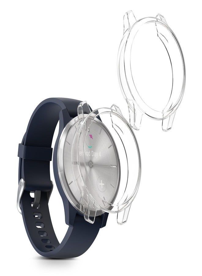 كي دابليو موبايل غطاء إطار kwmobile متوافق مع Garmin vivomove 3S (عبوة من قطعتين) - غطاء سيليكون شفاف - شفاف - Image 1