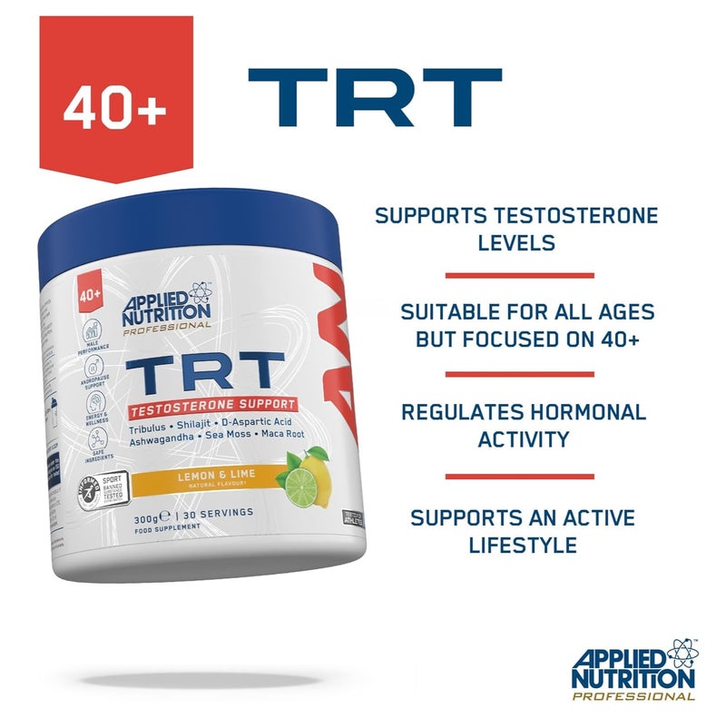 Applied Nutrition TRT Testosterone Support Powder Lemon & Lime 300g | 30 Servings | Tribulus, Shilajit, D-Aspartic Acid, Ashwagandha, Sea Moss & Maca Root | Made in United Kingdom - Image 2