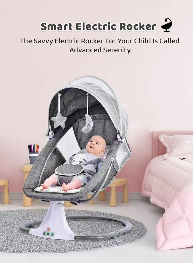 Everything For Kids Electric Smart Swing Rocker for Baby Automatic Rocking Bed with Mosquito Net and with Inbuilt Bluetooth Music & Remote Control Color Khaki - Image 5
