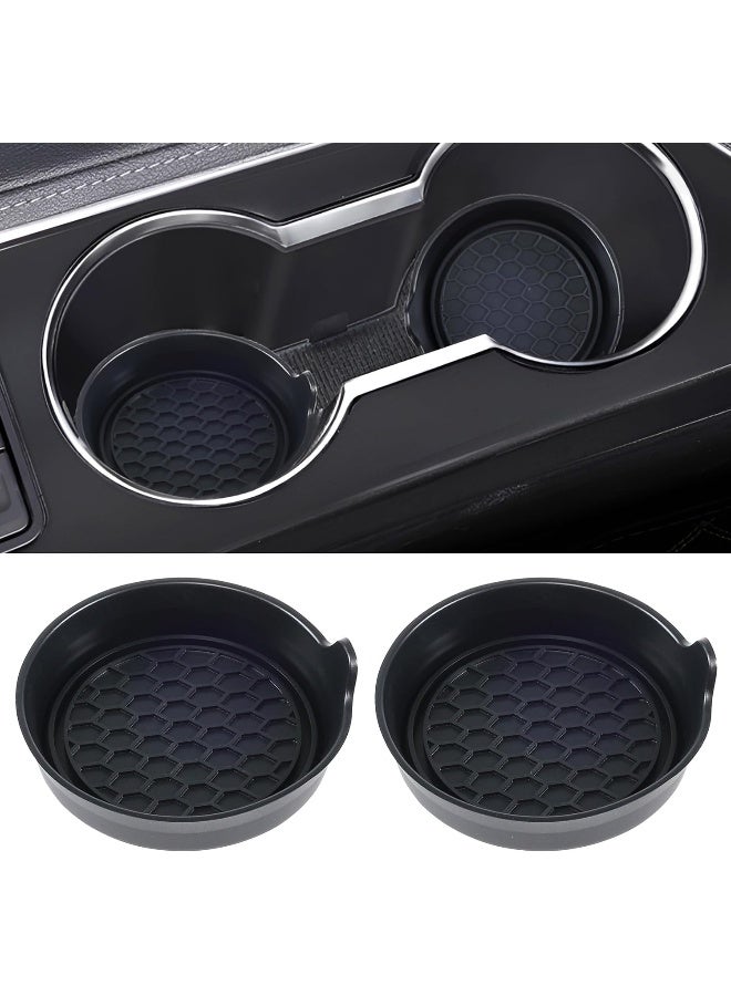 Amooca Car Cup Coaster Universal Automotive Waterproof Non-Slip Cup Holders Sift-Proof Spill Holder Car Interior Accessories 2 Pack Black - Image 1