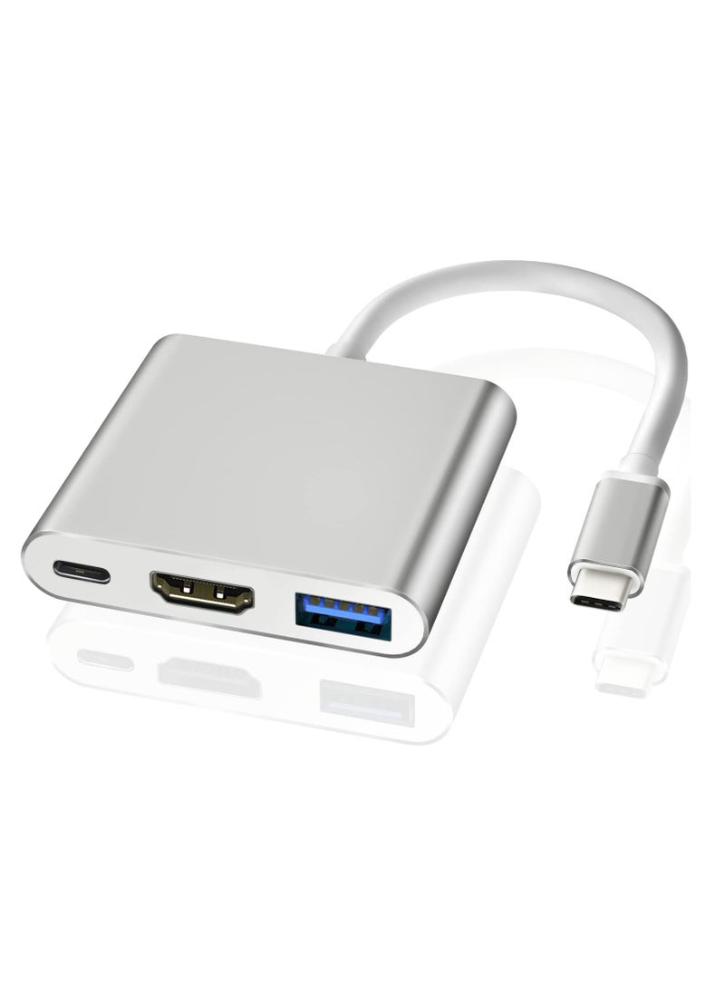 KASTWAVE USB C to HDMI Adapter, Type-C to 4K HDMI Video Converter Multiple Adapter with USB C Fast Charging Port & USB 3.0 Port, USB C Converter for MacBook Pro/iPad Pro/Air 2021 2020,Galaxy S20,Dell XPS13/15  - Image 1
