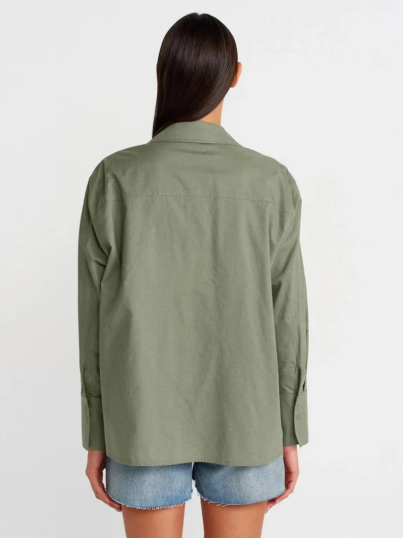 ديلفين DILVIN Oversized Cotton-Linen Shirt