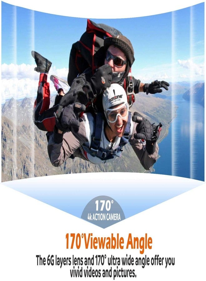 أوشا كاميرا الحركة الرقمية AUSHA® بدقة 16 ميجابكسل و4K HD، تدعم HDMI وWi-Fi، مناسبة للتصوير الفوتوغرافي، شاشة عرض بزاوية واسعة، كاميرا فيديو، مقاومة للماء حتى عمق 30 مترًا، كاميرا رياضية مزودة بتقنية WiFi، لون أسود - Image 5