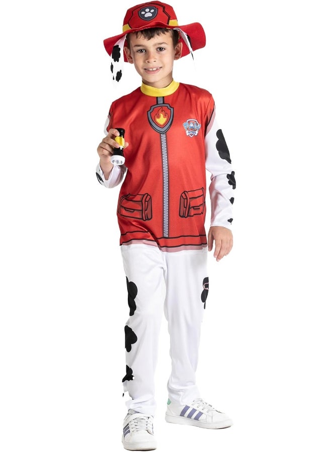 Paw Patrol Marshall Costume 3-4 Years | Toddler Cartoon Character Fancy Dress Complete Disguise Outfit | Kids Fire Pup Jumpsuit
