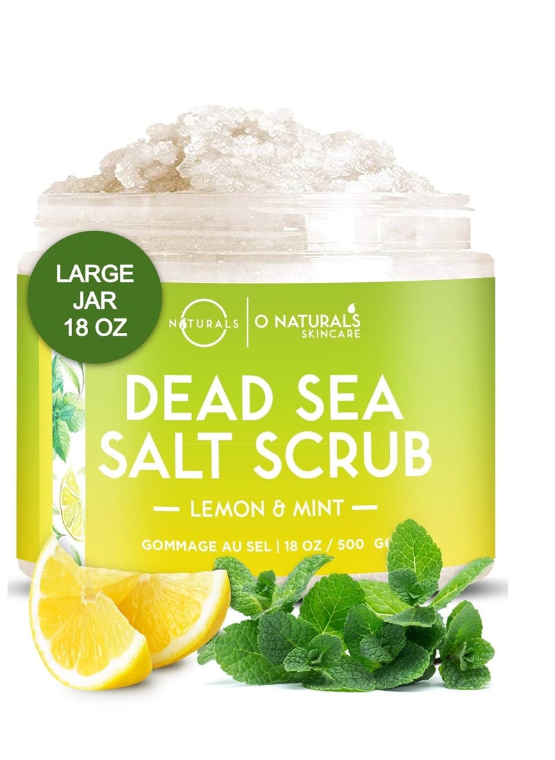O Naturals O Naturals Exfoliating Lemon Oil Dead Sea Salt Deep-Cleansing Face & Body Scrub. Anti-Cellulite Tones Helps Oily Skin, Acne, Ingrown Hairs & Dead Skin Remover. Essential Oils, Sweet Almond 18oz  - Image 1