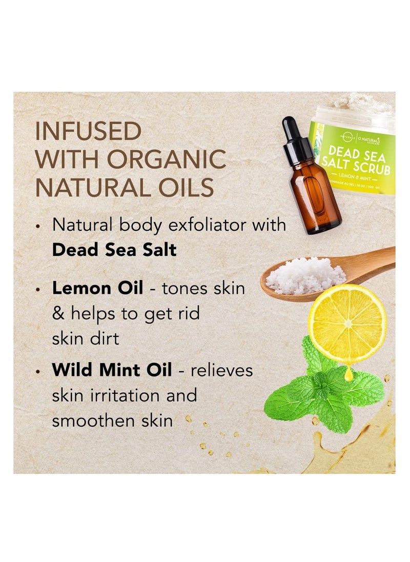 O Naturals O Naturals Exfoliating Lemon Oil Dead Sea Salt Deep-Cleansing Face & Body Scrub. Anti-Cellulite Tones Helps Oily Skin, Acne, Ingrown Hairs & Dead Skin Remover. Essential Oils, Sweet Almond 18oz  - Image 2
