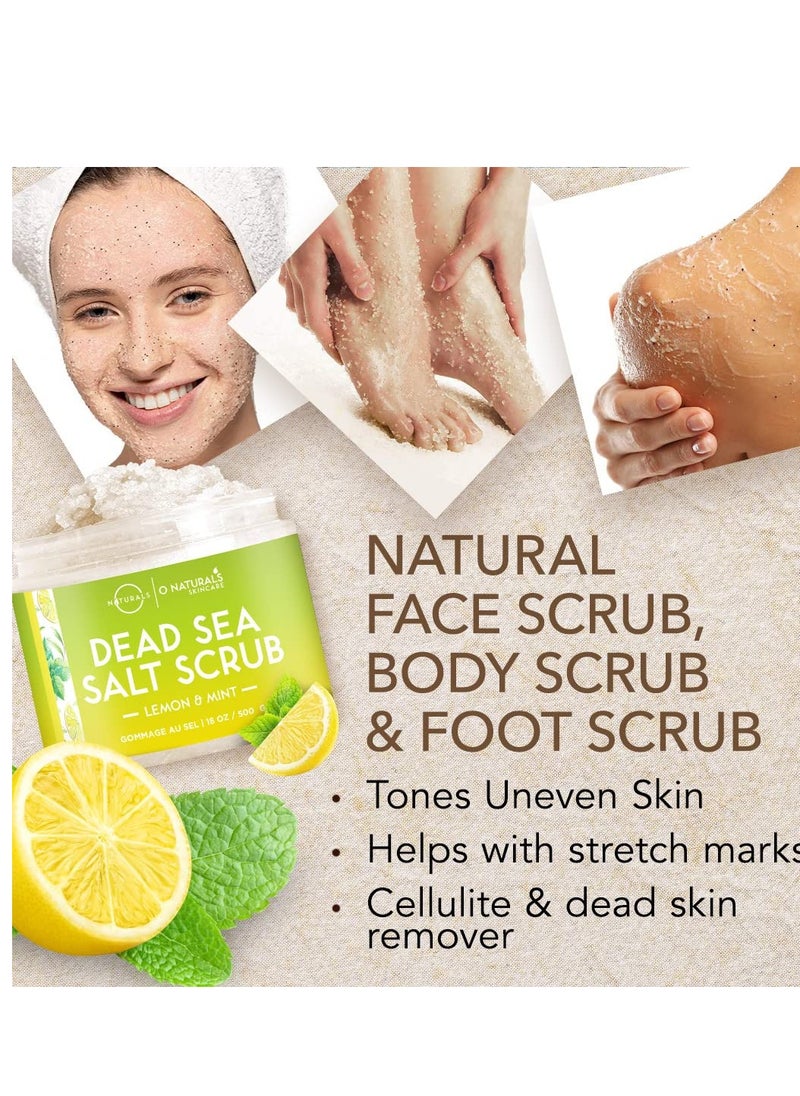 O Naturals O Naturals Exfoliating Lemon Oil Dead Sea Salt Deep-Cleansing Face & Body Scrub. Anti-Cellulite Tones Helps Oily Skin, Acne, Ingrown Hairs & Dead Skin Remover. Essential Oils, Sweet Almond 18oz  - Image 3