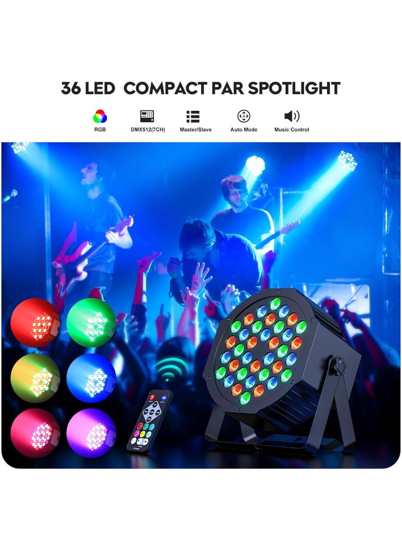 إضاءة المسرح RGB 36 LED Dj Par Lighting للأحداث الصوت المنشط عن بعد والتحكم DMX ضوء الديسكو RGB Disco Par Light لحفلات الزفاف والحفلات والحفلات الموسيقية والمهرجانات متعددة الأوضاع تعمل بالديكور ضوء 3 دبابيس