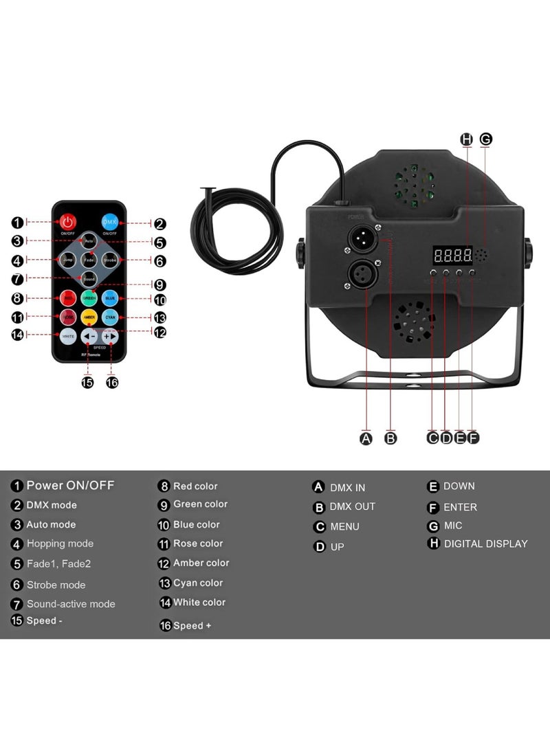 إضاءة المسرح RGB 36 LED Dj Par Lighting للأحداث الصوت المنشط عن بعد والتحكم DMX ضوء الديسكو RGB Disco Par Light لحفلات الزفاف والحفلات والحفلات الموسيقية والمهرجانات متعددة الأوضاع تعمل بالديكور ضوء 3 دبابيس