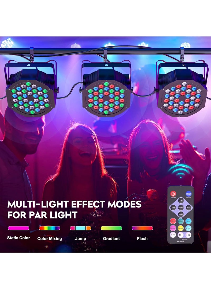 إضاءة المسرح RGB 36 LED Dj Par Lighting للأحداث الصوت المنشط عن بعد والتحكم DMX ضوء الديسكو RGB Disco Par Light لحفلات الزفاف والحفلات والحفلات الموسيقية والمهرجانات متعددة الأوضاع تعمل بالديكور ضوء 3 دبابيس