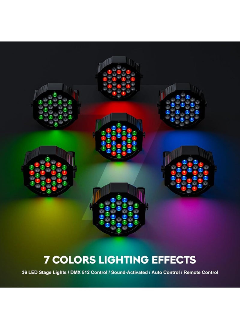 إضاءة المسرح RGB 36 LED Dj Par Lighting للأحداث الصوت المنشط عن بعد والتحكم DMX ضوء الديسكو RGB Disco Par Light لحفلات الزفاف والحفلات والحفلات الموسيقية والمهرجانات متعددة الأوضاع تعمل بالديكور ضوء 3 دبابيس