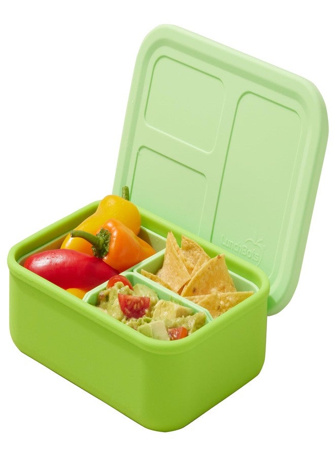 LunchBots Build -a- Bento Lunch Box, Silicone Bento Box for Kids, Multi-Compartment Lunch Container, Oven & Dishwasher Safe, BPA Free, 28 oz - Green - Image 1