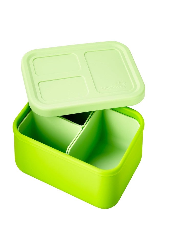 LunchBots Build -a- Bento Lunch Box, Silicone Bento Box for Kids, Multi-Compartment Lunch Container, Oven & Dishwasher Safe, BPA Free, 28 oz - Green - Image 2