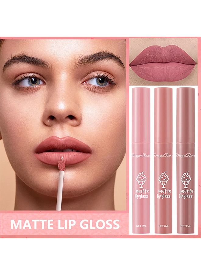 راني دراجون 3 صغار مجموعة أحمر الشفاه غير اللامعة ، وأحمر الشفاه المقاومة للماء طويلة لاصق كوب غير لاصقة لا تتلاشى لامع الشفاه ، وملل شفة شفاه تلوين شفة الشفاه الشفاه للنساء للنساء - Image 4
