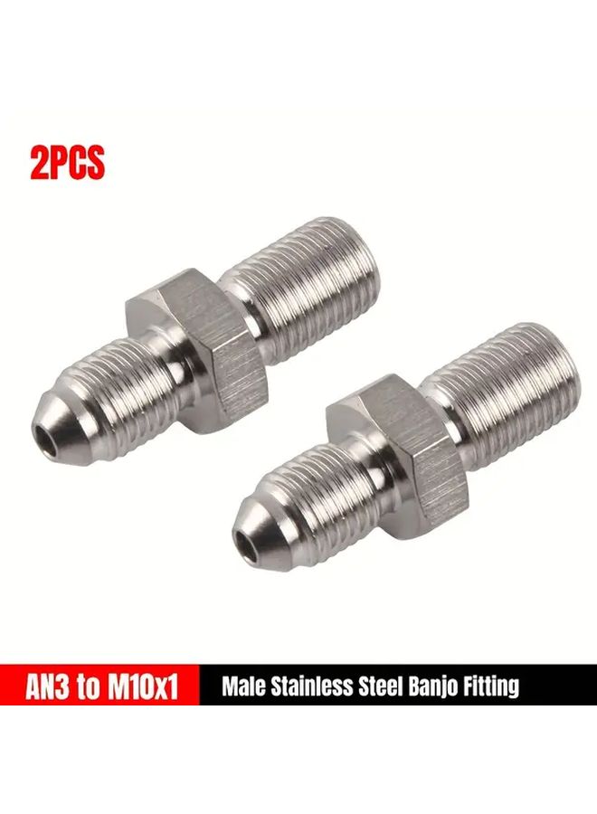 Stainless Steel Banjo Fittings AN3 to M10x1 Male PTFE Hose Connectors for Motorcycle Hydraulic Systems - Image 1