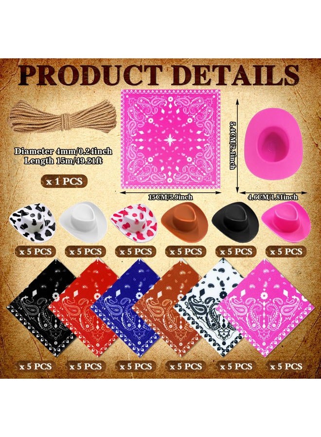 PPXMEEUDC 30 Set Plastic Mini Cowboy Hats Tiny Western Cowgirl Hat Cute Miniature Hat West Party Crafts for Cowboy Cowgirl Party Supplies - Image 2
