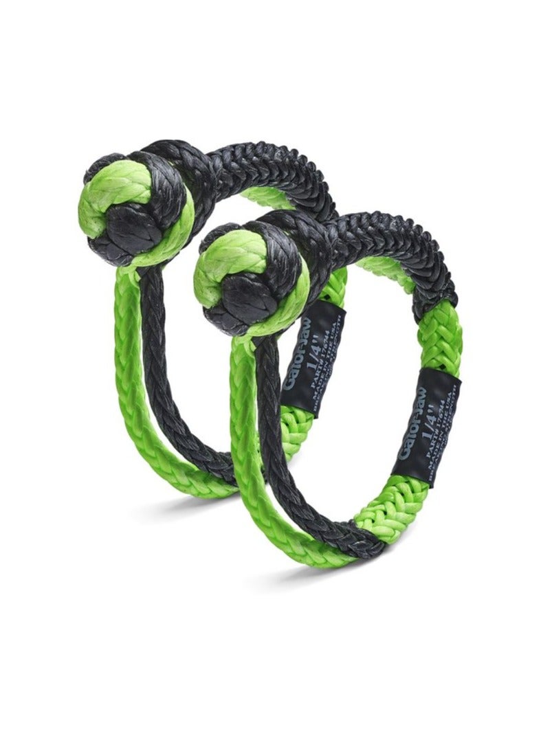 Bubba Rope 1/4" Mini Gator Jaw Synthetic Soft Shackle . Average breaking strength : 11,000 lbs