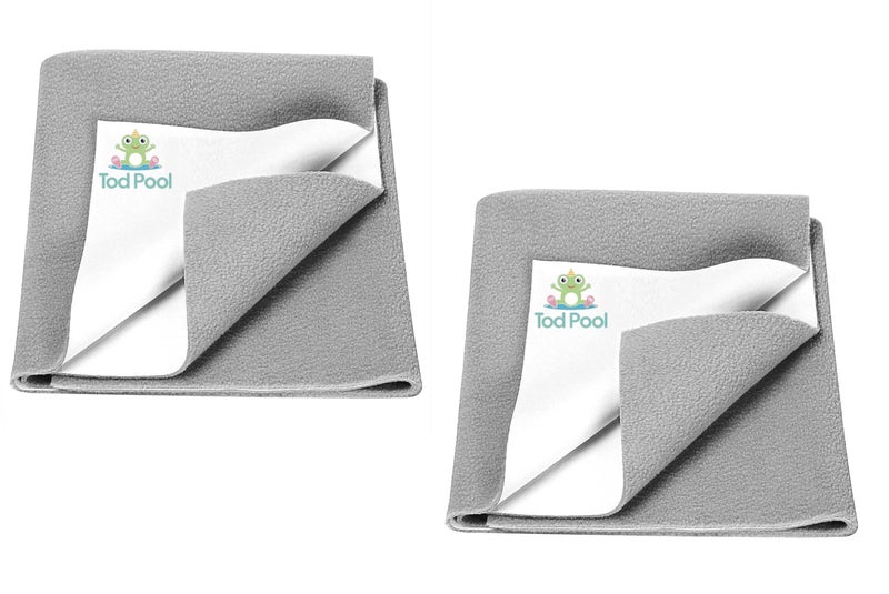 Tod PooL Breathable Bed Protector | Anti-Piling Fleece Extra Absorbent Washable | Waterproof Quick Dry Sheet | Bed Protector Sheet for Kids and Adults (2, Grey, Small (70x50cm)) - Image 1