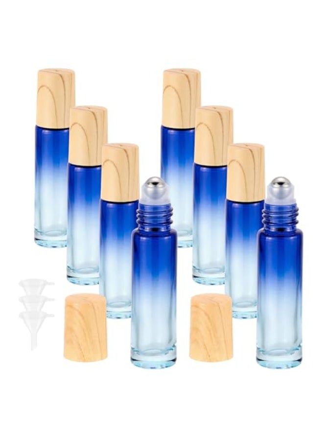 Newzoll 10mL13 oz Glass Roller Bottles for Essential Oils 8Pcs LeakProof Refillable Rollerball and Roll On Applicator for Perfume DIY Craft Travel Size Eye Care Samples Blue Gradient - Image 1