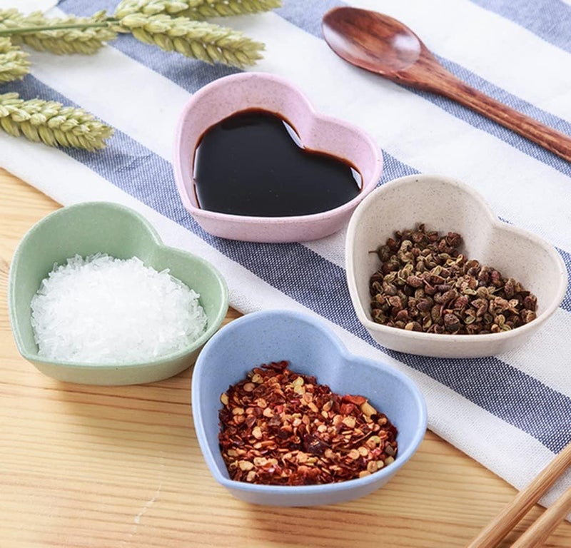 ASTRQLE 16PCS Heartshaped Multipurpose Soy Sauce Dishes Seasoning Dishes Sushi Dipping Sauce BowlsDishes Candy Dishes for Condiments Appetizer Ketchup Salad DressingWheat Straw - Image 4