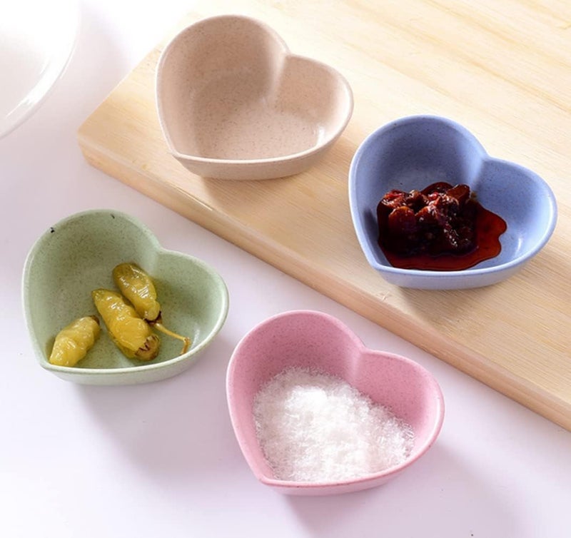 ASTRQLE 16PCS Heartshaped Multipurpose Soy Sauce Dishes Seasoning Dishes Sushi Dipping Sauce BowlsDishes Candy Dishes for Condiments Appetizer Ketchup Salad DressingWheat Straw - Image 3