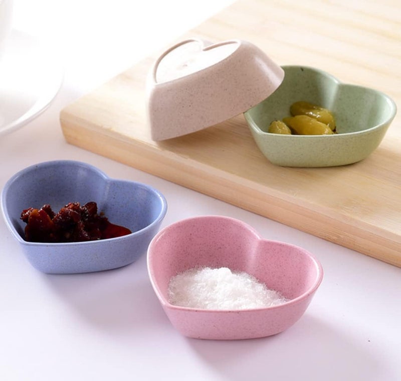 ASTRQLE 16PCS Heartshaped Multipurpose Soy Sauce Dishes Seasoning Dishes Sushi Dipping Sauce BowlsDishes Candy Dishes for Condiments Appetizer Ketchup Salad DressingWheat Straw - Image 5