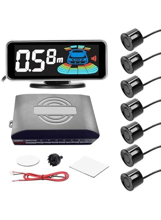 أسود 8 قطع أجهزة استشعار لوقوف السيارات رادار عكسي خلفي بشاشة LCD وإنذار صوتي - Image 1