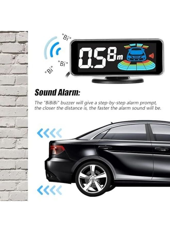 أسود 8 قطع أجهزة استشعار لوقوف السيارات رادار عكسي خلفي بشاشة LCD وإنذار صوتي - Image 4