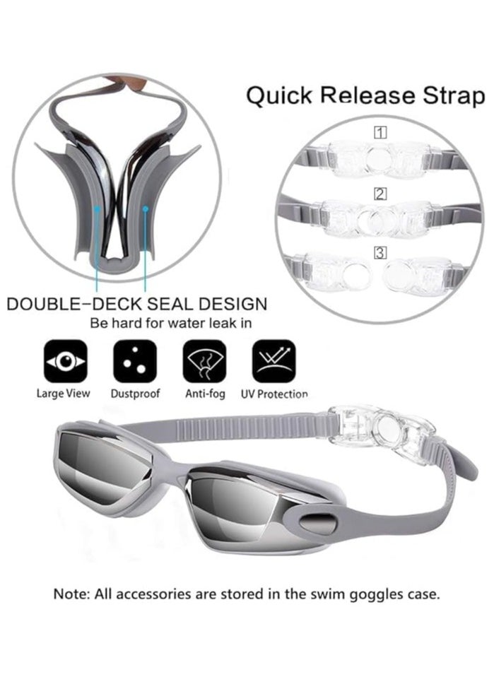 Buytory Buytory Swimming Goggles & Cap Set for Adults – UV Protection, Anti-Fog, Waterproof Silicone, with Nose Clip & Earplugs  - Image 3