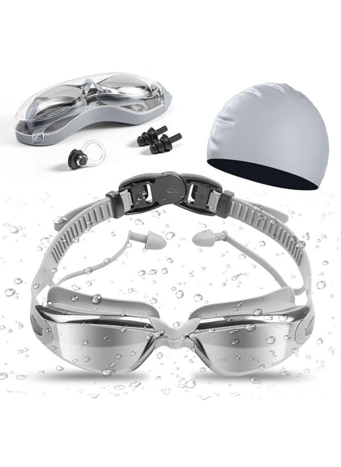 Buytory Buytory Swimming Goggles & Cap Set for Adults – UV Protection, Anti-Fog, Waterproof Silicone, with Nose Clip & Earplugs  - Image 1