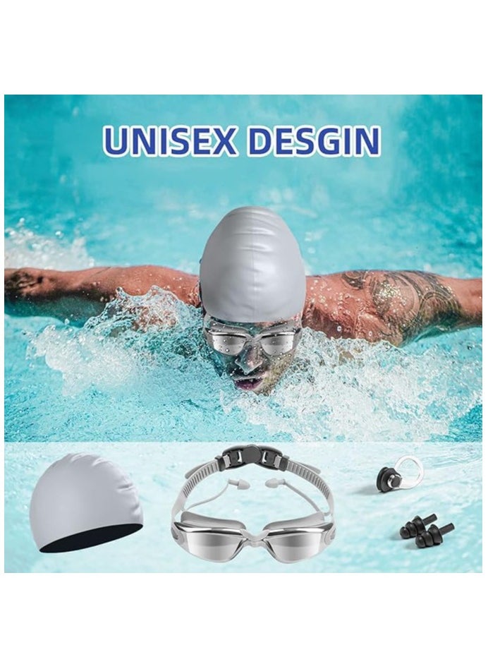 Buytory Buytory Swimming Goggles & Cap Set for Adults – UV Protection, Anti-Fog, Waterproof Silicone, with Nose Clip & Earplugs  - Image 2