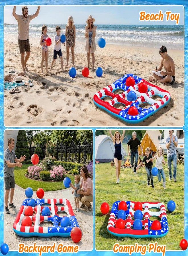 HINZER Pool Toys Games for Kids - Inflatable Outdoor Water Toys for Adults and Family Giant US Flag Floating Board Swimming Pool Game Float with 10 Balls Outdoor Beach Toy for Adults Teens Kids - Image 3