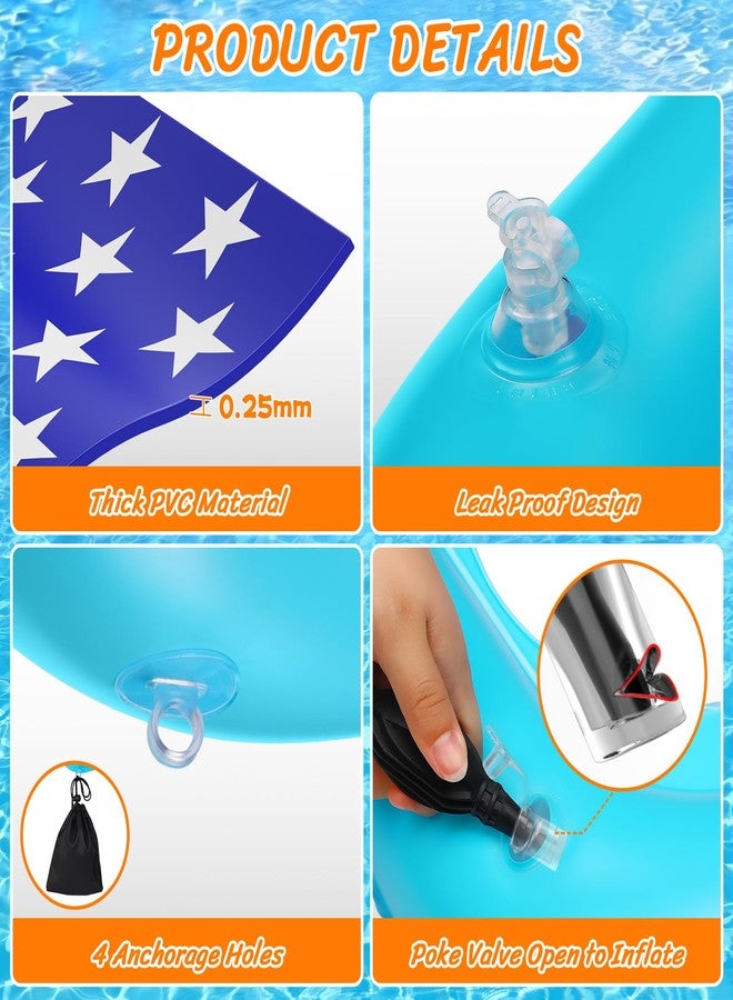 HINZER Pool Toys Games for Kids - Inflatable Outdoor Water Toys for Adults and Family Giant US Flag Floating Board Swimming Pool Game Float with 10 Balls Outdoor Beach Toy for Adults Teens Kids - Image 4
