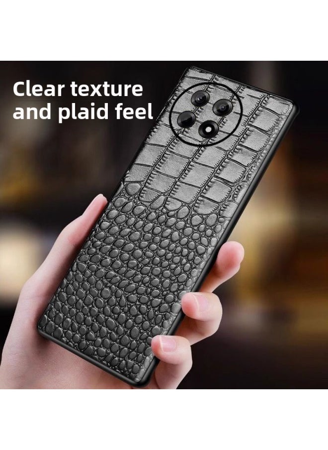 For One Plus Ace5 3 2V Phone Case 12 11 10pro 9RT Real Layer Cowhide Crocodile Pattern Drop-Resistant Men-Colour:[real First-layer Cowhide With Crocodile Pattern + Leather On The Edge Of The Lens]-Applicable Model:Oneplus Ace5v Precision Hole Lens