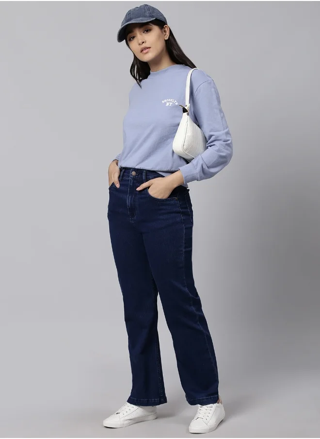 هاي ستار Women POWDER Blue Sweatshirts