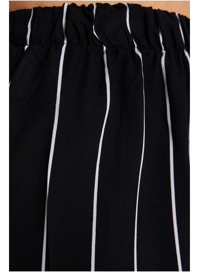 trendyol - Black Striped Back Detailed Singlet-Shorts Woven Pajamas Set THMSS23PT00053 - Image 1