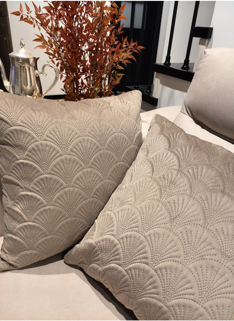 Generic Pack of 2, Noble Grey fan Decorative Square Throw Pillow Cover Cushion Covers Pillowcase, Home Decorations for Sofa Couch Bed Chair 18x18 Inch(45x45 cm)  - Image 1