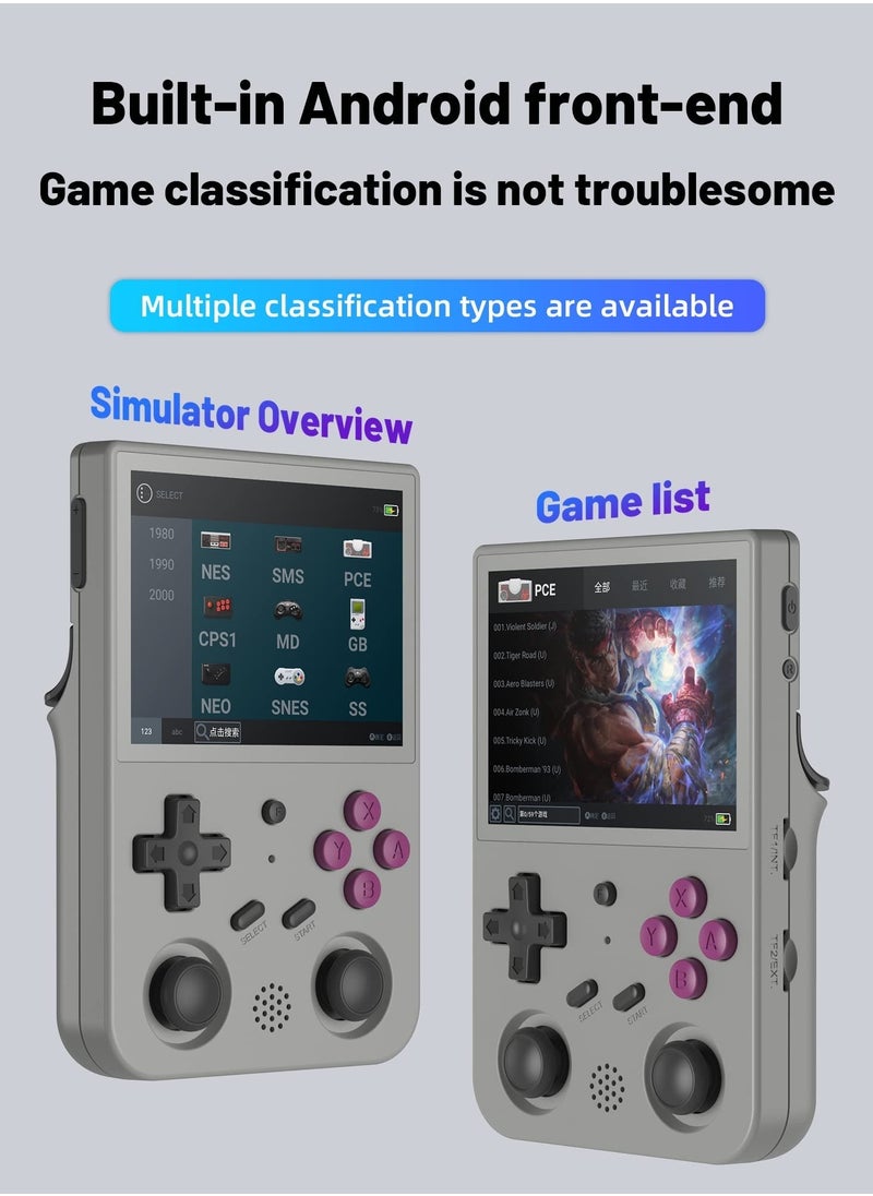 ANBERNIC  - RG353V Retro Handheld Game with Dual OS Android 11 and Linux, RG353V with 64G TF Card Pre-Installed 4452 Games Supports 5G WiFi 4.2 Bluetooth  (Grey) - Image 1