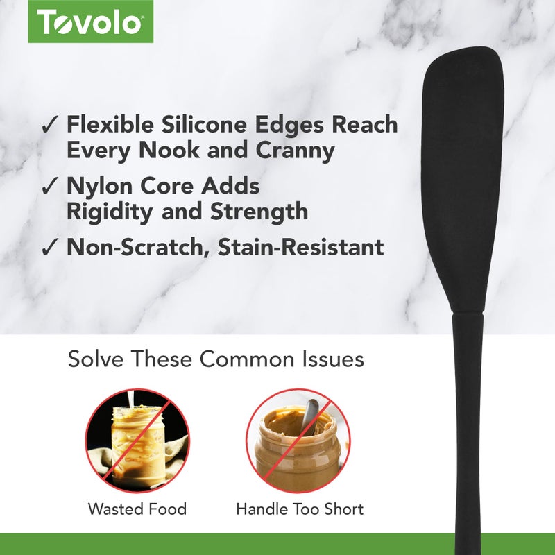 Tovolo Flex-Core Silicone Spatula Jar Scraper  Black - Long-Handled Rubber Spatula with Angled Head for Scooping & Scraping - Heat-Resistant Spatulas for Kitchen Use  Dishwasher Safe & BPA-Free - Image 2
