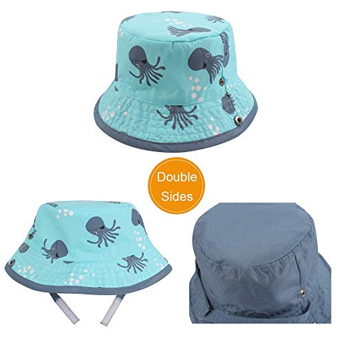 XIAOHAWANG Baby Sun Hat Boys Girls Toddler Summer Bucket Outdoor Child Beach Caps UPF 50+ (Octopus-3, 46cm(3-6 Months)) - Image 4