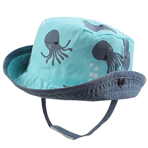 XIAOHAWANG Baby Sun Hat Boys Girls Toddler Summer Bucket Outdoor Child Beach Caps UPF 50+ (Octopus-3, 46cm(3-6 Months)) - Image 1