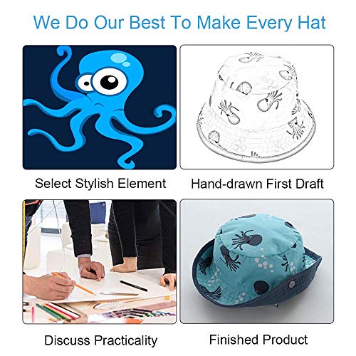 XIAOHAWANG Baby Sun Hat Boys Girls Toddler Summer Bucket Outdoor Child Beach Caps UPF 50+ (Octopus-3, 46cm(3-6 Months)) - Image 2