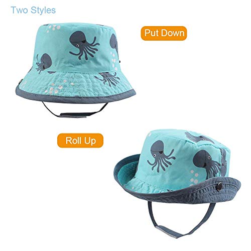 XIAOHAWANG Baby Sun Hat Boys Girls Toddler Summer Bucket Outdoor Child Beach Caps UPF 50+ (Octopus-3, 46cm(3-6 Months)) - Image 3