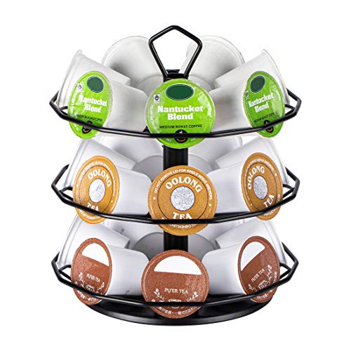 FlagShip K cup Holder Carousel 3 Tier for Keurig Pod Holder Metal DIY Install Small for K-cup Storage Stand 21 K Pod Storage - Image 1