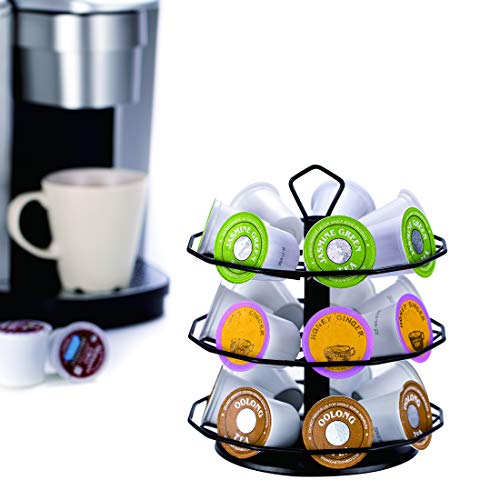 FlagShip K cup Holder Carousel 3 Tier for Keurig Pod Holder Metal DIY Install Small for K-cup Storage Stand 21 K Pod Storage - Image 4