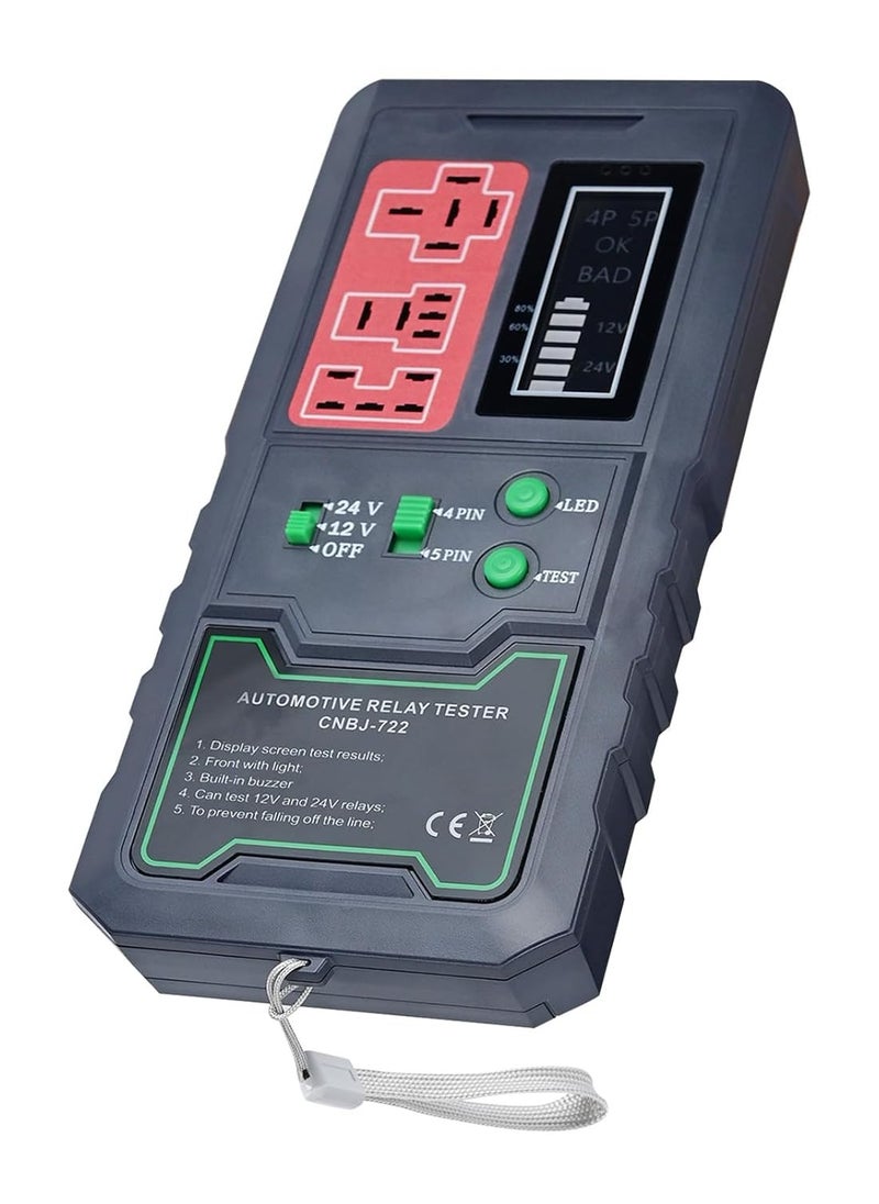 Generic Automotive Relay Tester 12V/24V Car Relay Tester Kit LED Display High Brightness Lamp, Battery Relay Diagnostic Checker Tools for Auto Repairing  - Image 1