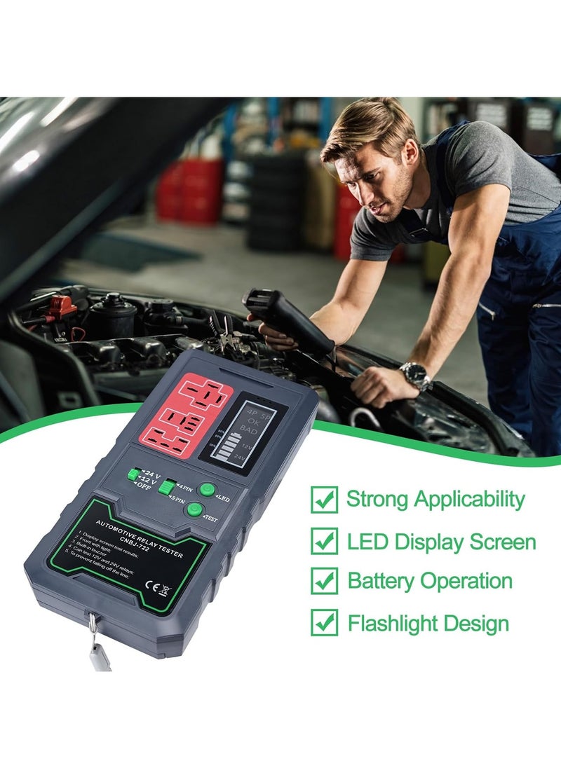 Generic Automotive Relay Tester 12V/24V Car Relay Tester Kit LED Display High Brightness Lamp, Battery Relay Diagnostic Checker Tools for Auto Repairing  - Image 2